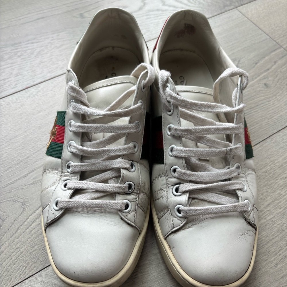 Gucci Womens White Leather Sneakers